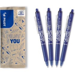 PILOT - Lot de 4 FriXion Ball Clicker 07 - Stylo Effaçable à Encre Thermosensible - Stylo Roller Rétractable et Rechargeable - B