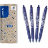 PILOT - Lot de 4 FriXion Ball Clicker 07 - Stylo Effaçable à Encre Thermosensible - Stylo Roller Rétractable et Rechargeable - B