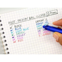 PILOT - Lot de 4 FriXion Ball Clicker 07 - Stylo Effaçable à Encre Thermosensible - Stylo Roller Rétractable et Rechargeable - B