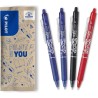 PILOT - Lot de 4 FriXion Ball Clicker 07 - Stylo Effaçable à Encre Thermosensible - Stylo Roller Rétractable et Rechargeable - 2