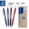 PILOT - Lot de 4 FriXion Ball Clicker 07 - Stylo Effaçable à Encre Thermosensible - Stylo Roller Rétractable et Rechargeable - 2