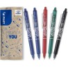 PILOT - Lot de 5 Frixion Ball Clicker - Stylo rétractable effaçable à encre thermosensible - Stylo roller rechargeable et ergono