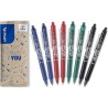 PILOT - 8 Frixion Ball Clicker - Encre Gel Effaçable - Stylo Roller Rechargeable, Rétractable et Ergonomique - 2 Noirs, 2 Bleus 