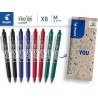 PILOT - 8 Frixion Ball Clicker - Encre Gel Effaçable - Stylo Roller Rechargeable, Rétractable et Ergonomique - 2 Noirs, 2 Bleus 