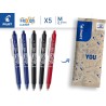 PILOT - Lot de 5 Stylos Roller FriXion Ball Clicker- Stylo Gel Roller Effaçable - Pointe Moyenne, Plastique, 2 Noirs, 2 Bleus, R