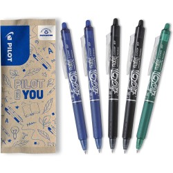 PILOT - Lot de 5 Frixion Ball Clicker - Stylo rétractable effaçable à encre thermosensible - Stylo roller rechargeable et ergono