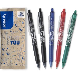 PILOT - Lot de 5 Frixion Ball Clicker - Stylo rétractable effaçable à encre thermosensible - Stylo roller rechargeable et ergono