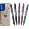 PILOT - Lot de 5 Frixion Ball Clicker - Stylo rétractable effaçable à encre thermosensible - Stylo roller rechargeable et ergono