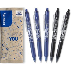 PILOT - Lot de 5 Frixion Ball Clicker - Stylo rétractable effaçable à encre thermosensible - Stylo roller rechargeable et ergono
