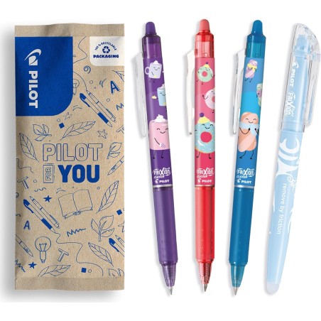 PILOT - Lot de 3 Frixion Ball Clicker + 1 Surligneur FriXion Light - Stylos Effaçables - Édition Limitée Sweet Paradise - Roller