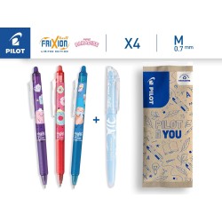 PILOT - Lot de 3 Frixion Ball Clicker + 1 Surligneur FriXion Light - Stylos Effaçables - Édition Limitée Sweet Paradise - Roller