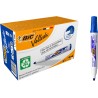 BIC Velleda 1701 ECOlutions Feutres pour Tableau Blanc Effaçables à Sec à Pointe Conique Grande - Bleu, Boîte de 12