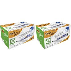 BIC Velleda 1701 ECOlutions Feutres pour Tableau Blanc Effaçables à Sec à Pointe Conique Moyenne - Vert, Boîte de 12 (Lot de 2)
