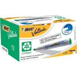 BIC Velleda 1701 ECOlutions Feutres pour Tableau Blanc Effaçables à Sec à Pointe Conique Moyenne - Vert, Boîte de 12 (Lot de 2)