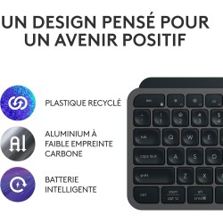 Logitech mx keys s clavier sans fil rechargeable usb c, clavier silencieux, plat, rétroéclairé, touches ergonomiques et programm