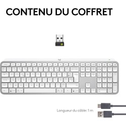 Logitech mx keys s clavier sans fil rechargeable usb c, clavier silencieux, rétroéclairé, touches ergonomiques et programmables,