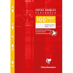 Clairefontaine 4721C Un Étui de Copies Doubles Perforées - A4 21x29,7 cm - 100 Pages Grands Carreaux - Papier Blanc 90 g - Étui 