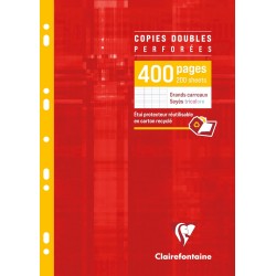 Clairefontaine 4791C Un Étui de Copies Doubles Perforées - A4 21x29,7 cm - 400 Pages Grands Carreaux - Papier Blanc 90 g - Étui 