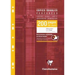 Clairefontaine 47122C Un Étui de Copies Doubles Perforées - A4 21x29,7 cm - 200 Pages Petits Carreaux avec Marge - Papier Blanc 