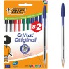 Bic Cristal Original Stylos à pointe moyenne (1,00 mm) avec bouchon et capuchon assorti - Couleurs assorties - Boîte de 8+2