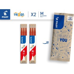 PILOT - Lot de 2 étuis de 3 recharges FriXion pour stylo effaçable. Compatibles FriXion Ball et FriXion Ball Clicker - Rouge - P