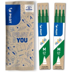PILOT - Lot de 2 étuis de 3 recharges Frixion pour stylo effaçable. Compatibles Frixion Ball et Frixion Ball Clicker - Vert - Po