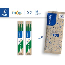 PILOT - Lot de 2 étuis de 3 recharges Frixion pour stylo effaçable. Compatibles Frixion Ball et Frixion Ball Clicker - Vert - Po