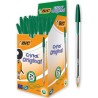 BIC Cristal Original Stylos-Bille Pointe Moyenne (1,0 mm) - Parfait pour l'Ecole et au Bureau - Vert, Boîte de 50