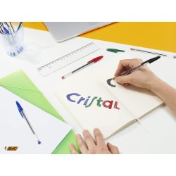 BIC Cristal Original Stylos-Bille Pointe Moyenne (1,0 mm) - Parfait pour l'Ecole et au Bureau - Vert, Boîte de 50