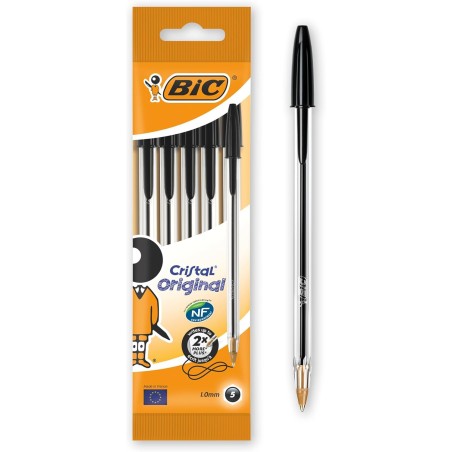 BIC Cristal Original, Noir, 5 unités