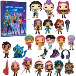 Calendrier de l'Avent K Pop De-mon H-Hunters Merch,KKPop H-Hunters Noël 2025 Avec Compte à Rebours de 24 Jours,K-POP Huntrix Fig
