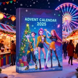 Calendrier de l'Avent K Pop De-mon H-Hunters Merch,KKPop H-Hunters Noël 2025 Avec Compte à Rebours de 24 Jours,K-POP Huntrix Fig