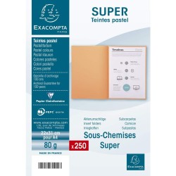 Exacompta - Réf. 850016E - Paquet de 250 sous-chemises SUPER 60 g/m2 aux couleurs pastel - sous chemises certifiées PEFC™ - dime