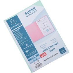 Exacompta - Réf. 850004E - Paquet de 250 sous-chemises SUPER 60 g/m2 aux couleurs pastel - sous chemises certifiées PEFC - dimen