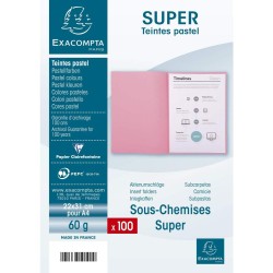 Exacompta - Réf. 850104E - Paquet de 100 sous-chemises SUPER 60 g/m2 aux couleurs pastel - sous chemises certifiées PEFC™ - dime