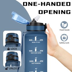 Gourde- 1l- Gourde Sport Anti-Fuite, Gourdes Paille pour Musculation, Gourdes Graduée avec Marqueur de Temps, Gourd Motivation, 