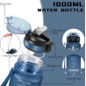 Gourde- 1l- Gourde Sport Anti-Fuite, Gourdes Paille pour Musculation, Gourdes Graduée avec Marqueur de Temps, Gourd Motivation, 