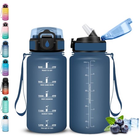 Gourde, 500ml Gourde Enfant, Gourdes avec Paille, Anti-Fuite, Gourdes Sport, Facile à Nettoyer, Gourd Graduée avec Slogan de Mot