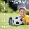 Gourde, 500ml Gourde Enfant, Gourdes avec Paille, Anti-Fuite, Gourdes Sport, Facile à Nettoyer, Gourd Graduée avec Slogan de Mot