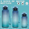 Gourde 1.5L, Gourde Sport avec Paille, Gourdes Motivation avec Marqueur de Temps, Gourdes de Camping et Randonnée anti Fuite, Fa