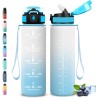 Gourde 1l, Gourde Sport avec Paille, Gourdes Motivation avec Marqueur de Temps, Gourdes Reutilisable anti Fuite, Gourd Randonnée