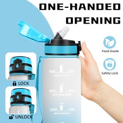 Gourde 1l, Gourde Sport avec Paille, Gourdes Motivation avec Marqueur de Temps, Gourdes Reutilisable anti Fuite, Gourd Randonnée