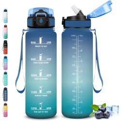 Gourde 1l, Gourde Sport pour Adulte, Gourdes avec Paille Anti-Fuite, Gourd Motivation, avec Slogan de Motivation, Gourdes de Cam