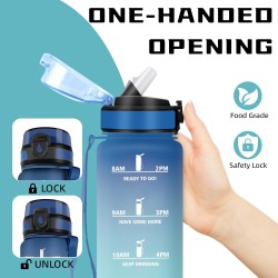 Gourde 1l, Gourde Sport pour Adulte, Gourdes avec Paille Anti-Fuite, Gourd Motivation, avec Slogan de Motivation, Gourdes de Cam