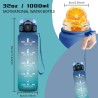 Gourde 1l, Gourde Sport pour Adulte, Gourdes avec Paille Anti-Fuite, Gourd Motivation, avec Slogan de Motivation, Gourdes de Cam