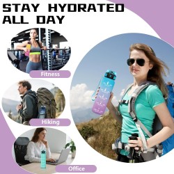 Gourde, Gourde 1l avec Paille, Gourdes Sport, anti Fuite, Gourdes Graduée avec Slogan de Motivation, Gourd Motivation, Facile à 