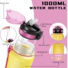 Gourde 1l, Gourde Sport Anti-Fuite, Gourdes avec Paille pour Randonnée, Gourdes Motivation avec Marqueur de Temps, Gourd Adulte,