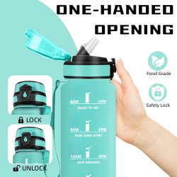 Gourde 1l, Gourde Sport avec Paille, Gourdes Graduée avec Slogan de Motivation, Gourdes Motivation, Facile à Nettoyer, Gourd Adu
