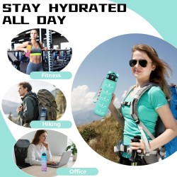 Gourde 1l, Gourde Sport avec Paille, Gourdes Graduée avec Slogan de Motivation, Gourdes Motivation, Facile à Nettoyer, Gourd Adu