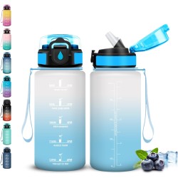Gourde, 500ml Gourde Enfant, Gourdes Paille anti Fuite, Gourdes Graduée avec Marqueur de Temps, Gourd Sport pour Garçons&Filles,